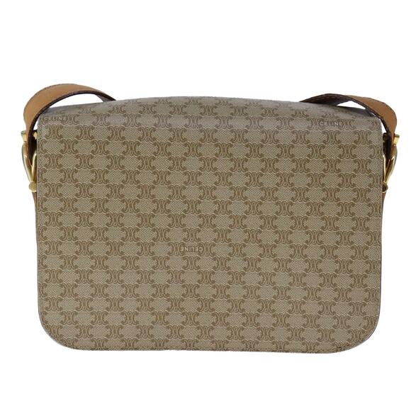 CELINE Macadam Canvas Shoulder Bag Pvc Beige Gold - Picture 3 of 13